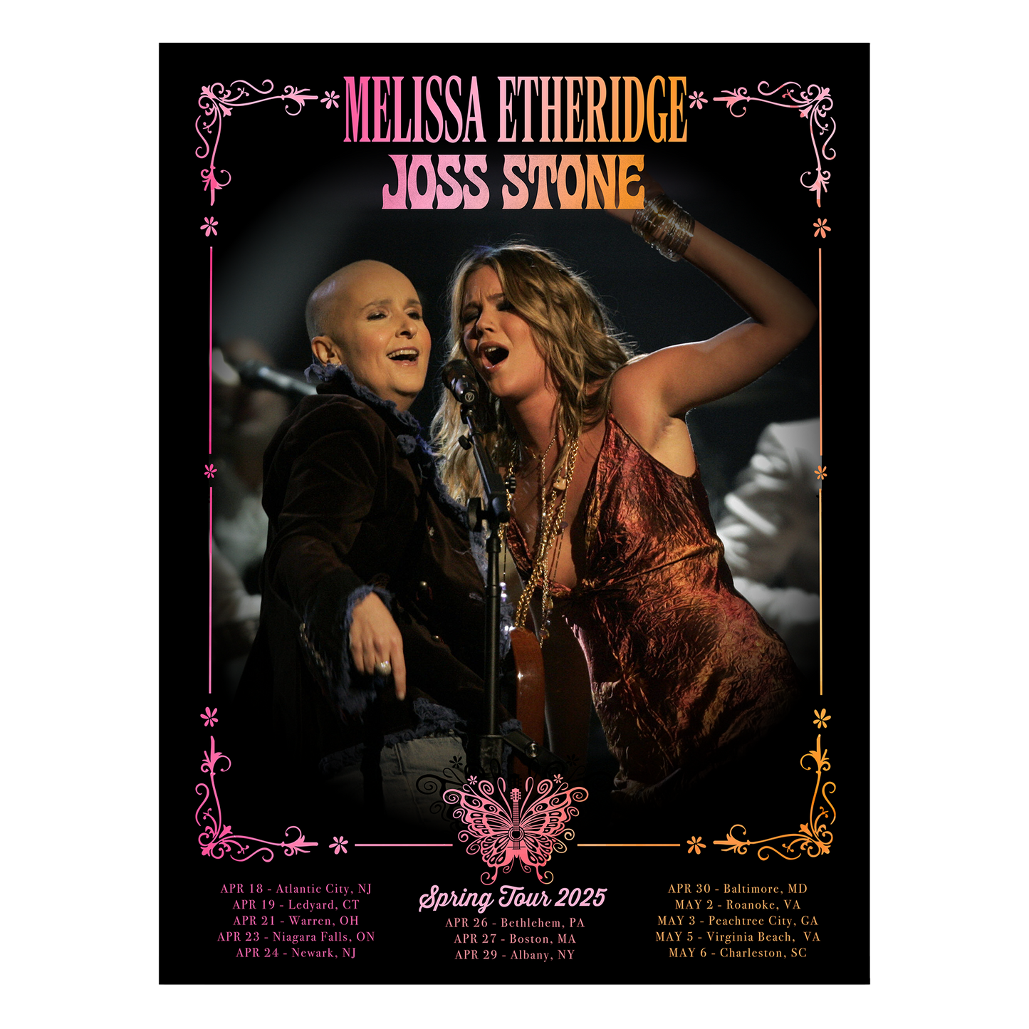 Melissa Etheridge x Joss Stone 2025 Spring Tour Poster