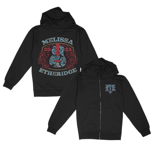 Guitar Rose Zip Hoodie